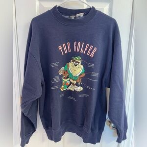 Vintage 90s Warner Bros Looney Tunes Taz the Golfer Sweatshirt - Size Large